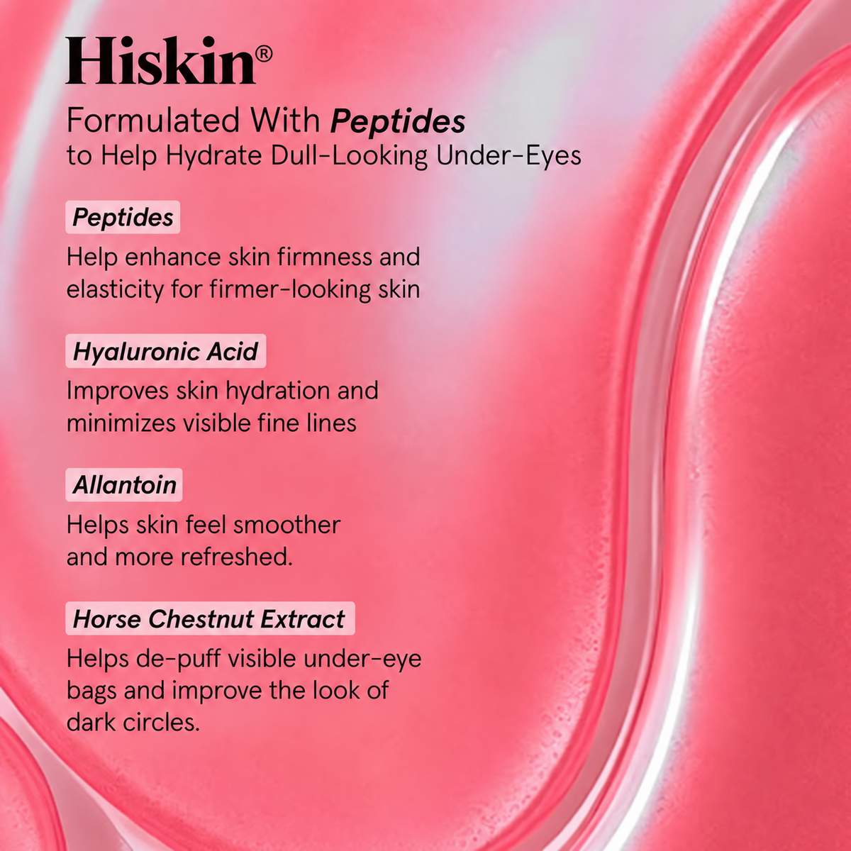 HISKIN Pink Peptide Under-Eye Patches – Hydrate, Plump & Smooth