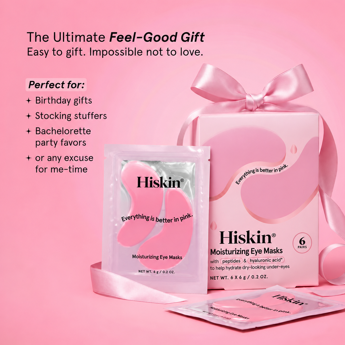 HISKIN Pink Peptide Under-Eye Patches – Hydrate, Plump & Smooth