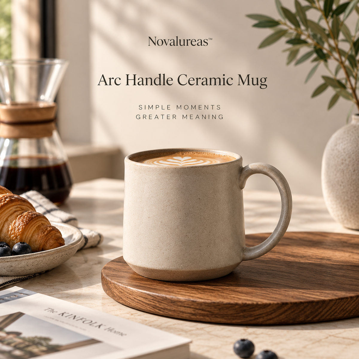 Novalureas™ Arc Handle Ceramic Mug